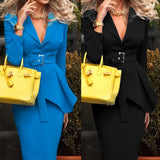 Toloer Spot Women's Wear 2023 New Solid Color Professional Suit Skirt Two-Piece Set-Outfit