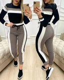 crop top & high waisted pants & hooded jacket casual female set 3 piece clothing set sleeve style collar