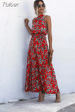 Long Dress Women Polka Dot Casual Beach Dresses Black Halter Strapless Yellow Sundress Vacation Dress Clothes For Women 319-0-Outfit