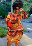 Plus Size Casual Print Long Sleeve Long