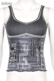 Fairy Grunge Black Ribbed Tank Top Gothic Y2k Clothes Aesthetic Hippie Crop Top Summer Camisole Streetwear