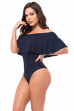 Sexy Off-the-shoulder Short Sleeves Solid Ruffles