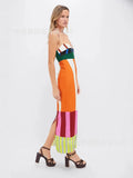 Women's Clothing In The Summer Of 2025 Striped Dress Colored Thin Opening Sling