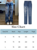 2022 Y2K Denim Cargo Pants High Waist Jeans Woman Fairy Baggy Low Rise Print Straight Trousers Women Clothing