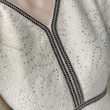 Sequins V-Neck Woolen Maxi Dresses for Women Party Temperament Slim Tweed Long Sleeved Woman Dress Vestidos Winter
