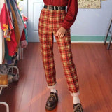 Woman Pants High Waist Wide Leg Pants Streetwear Woman Casual Straight Stripped Plaid Pant Loose Sweatpants Trousers 1022-1