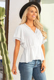 Lace Trim V-Neck Peplum