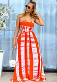 Sexy Halter Sleeveless Striped Print Backless Loose Maxi