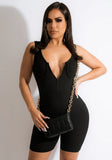 Sexy V-neck Sleeveless Solid Skinny