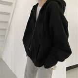 Women Zip Up Hoodie Streetwear Letter Printed Long Sleeve Sweatshirts Gothic Punk Y2k Autumn Winter Female Hoodie