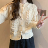 Autumn And Winter New Simple Literature And Art Lazy Sweater Coat Gentle Wind Loose Twist Thickened Knitted Cardigan-Outfit
