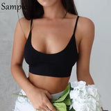 summer beach white khaki sexy spaghetti strap crop top women backless sleeveless casual black club party camis tank
