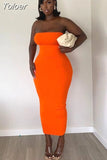 Sexy Solid Color Tube Top Bodycon Dress Women Clothing Summer 2023 Party Clubwear Maxi Dresses