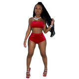Sleeveless Solid Color Strapless Two Piece