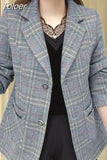 Women Office Work Fashion Style Long Sleeve Vintage All-match Chic Single Breasted Turn Down Elegant Casual