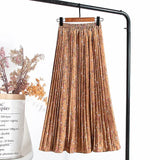 Summer Chiffon Beach Boho Maxi Women Skirt High Waist Floral Print Vintage Holiday Ruched Long Fashion Skirts