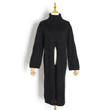 Split Black Sweater Women Long Sleeve Turtleneck Knitted Pullover Tops Female Clothes Korean 2022 Winter