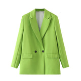 New Pure Color Double-Breasted Loose Casual Suit Jacket In Autumn-Outfit