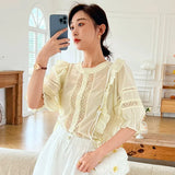 New Women's Shirt French Design Korean Shirt Femininity Commuting Bubble Sleeve Spring Dress