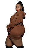 Plus Size Casual Letter Print With Pocket Hoodies
