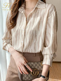Han Queen Women Tops Spring Autumn Turn-Down Collar Blouses Korean Elegant Office Shirt Long Sleeve Chiffon Blouse Simple 2023-Outfit