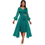 Yarn Lantern Sleeve Ass Skirts Irregular Skirt Elegant Dinner Dress Women's Dress