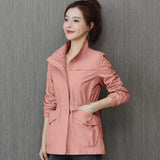 Windbreaker 2021 Autumn New Korean Wild Stand-Collar Short Jacket Female Student Windbreaker Coat Lining Plus Size