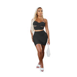 Sexy Backless Solid Color Crop Top And Mini Dress Two-Piece