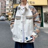 Coat Male Spring And Autumn Design Sense Minority China-Fashion Ruffian Handsome Print Jacket Large Size Retro Niche Splicing Jacket Coat-Outfit