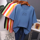 Kawaii Summer T Shirt Women 2020 New O Neck Oversized Tees 100% Cotton Loose Tees Soft Casual Female Tops 7