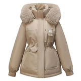 2024 Winter New Parker Cotton Clothes Female Long Korean Version Loose Fashion Cotton-Padded Clothes Waist Show Thin Cotton-Padded Jacket Coat-Outfit