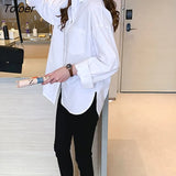 Sleeve Loose Cotton White Women's Shirt Oversized 4X Ladies Office Work Shirts Tops Korean Casual Female Blouses New
