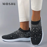 Sneakers Women Summer Sneakers Rhinestone Walking Shoes Ladies Casual Slip-on Loafers Female Diamond Zapatilias Mujer