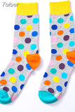 Harajuku Colorful Dot Printed Socks Men Women Casual Geometry Short Socks Funny Socks Female Combed Cotton