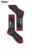 Harajuku Style Men Socks Black White Plaid Dot Cat Pattern Happy Socks New 2023 Hip Hop Combed Cotton