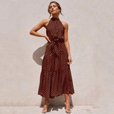 Summer Long Dress Floral Casual Beach Dresses Halter Strapless Sundress 2022 Ladies Vintage Clothes For Women