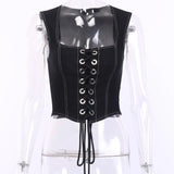 Tank Tops Women Sexy Crop Top Laceup Sleeveless Bandage Top Fashion Slim Hollow Out Vacation Streetwear Summer