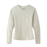 Double-Sided Cloth Body Round-Neck Long-Sleeved Head-Dressed Tight High-Waisted Straight Trousers Casual Suit