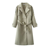 Autumn Belt Cashmere Coat Jacket Women's Fashion Winter Long Woolen Coat Loose Windbreaker Double Breasted Wool