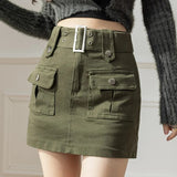 Women Summer Cargo Skirt High Waist Korean Version Y2k Fashion Casual Denim Skirts Style Pants Vintage A-line Women's