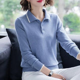 Fashion Doll Collar Knitted Sweater Middle aged Women Autumn Winter Pullover Casual Top Plus Size Bottoming Sweaters