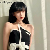 Women Clothing Bow Slim Fit Bow Korean Vest Sexy Backless Irregular Tanks 2023 Ropa Mujer Fashion Ruffles Temperament Camis-Outfit