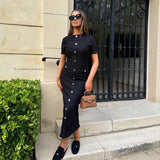 And Autumn New French Vintage Slimming Knitted Short Sleeve