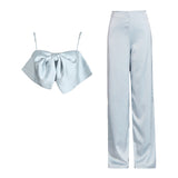 Design Set Women 2025 Spring New Sexy Lumbar Bow High-End Trousers Two Sets Of