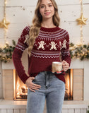 And Winter New Christmas Sweater Women Loose Knitting Wave Point Snowflake Cartoon