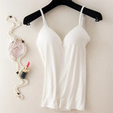Padded Bra Spaghetti Strap V Neck Vest Cami Tank Tops Shirt