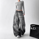 Cowboy Broad-Legged Trousers In Autumn Personality Painted New High-Waisted Loose Thin Temperament Casual