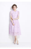 Famous Style Suit Female Lace Hook Bubble Sleeve Shirt Two Sets Of High-Rise Thin Half-Dress