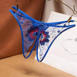 sexy temptation women's G-String transparent mesh embroidery sexy thong open file free off low waist t pants