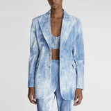 Early Spring New Tie-Dye Printing Repair Long Blazer Trousers Set Two-Piece